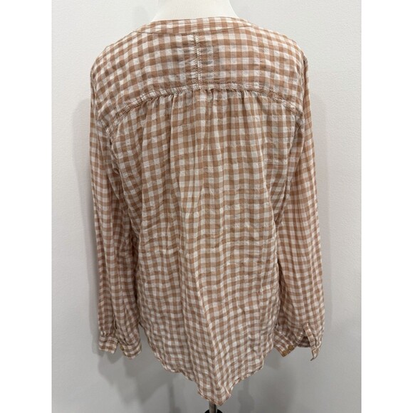 Holding Horses Anthropologie Devon Gingham Popover Peasant Blouse Size 6 - Picture 2 of 10